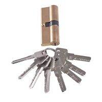 【YF】 Thumb Turn Euro Profile Cylinder Barrel Lock Brass Satin Nickel Finish 75mm With 8 Keys