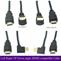 Short 90 Degree Left Right UP Down Angle HDMI-compatible Cable Double HDTV Line Male To Male M/M HDTV Cable Wire 0.5m 1.5M Wires  Leads Adapters