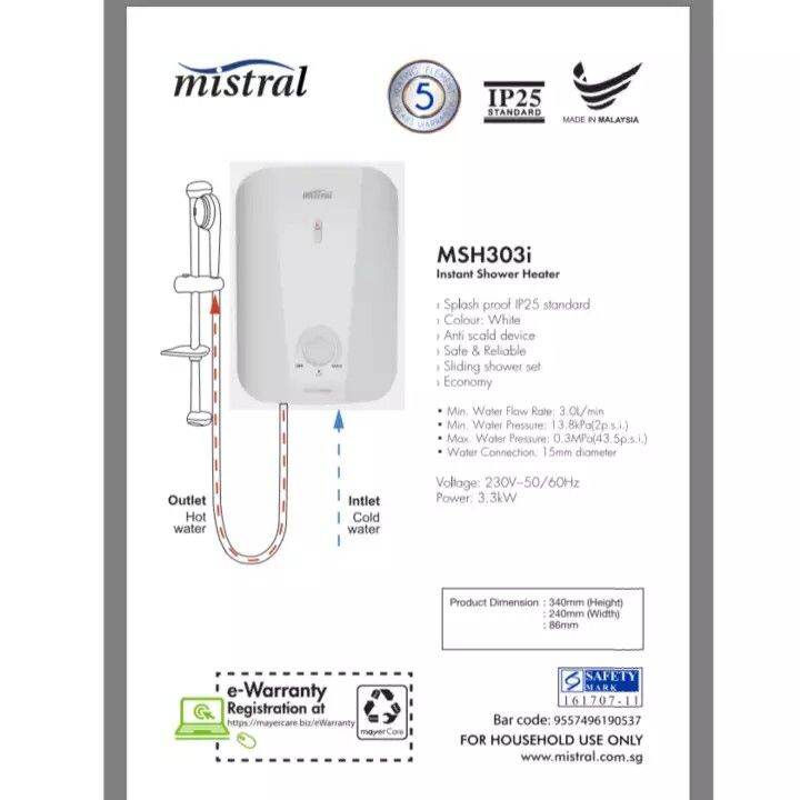 Mistral Msh303I Instant Water Heater (White) | Lazada Singapore