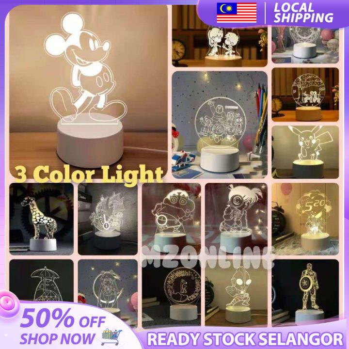 Lampu Meja 3D Creative Light LED Display Lamp Acrylic Night Light LED
