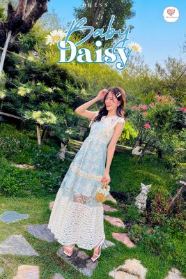 Baby Daisy Dress เดรสลูกไม้สีฟ้าปกปักงานสวยสุดๆ ใส่สบายไม่อึดอัด ขับผิวดีมากใส่ไปเที่ยวไปคาเฟ่เหมาะสุดๆ