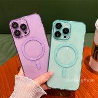 เคสแม่เหล็กใส TPU แบบมินิมอลสำหรับ IPhone 14 Plus 13 12 11 Pro Max ฝาครอบแบบนิ่มป้องกันการตกสำหรับเคสป้องกันสีทึบ