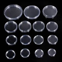 10 pcs Small round transparent plastic coin capsules box 24mm