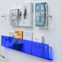 [COD] transparent blue convenient acrylic book stand magazine office painted storage bookshelf by