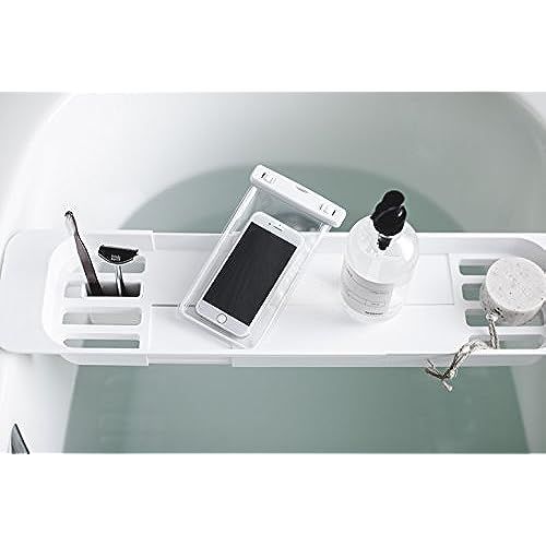 yamazaki-telescopic-อ่างอาบน้ำสีขาวประมาณ-w57-5-75xd15-5xh4-5cm-หอคอยชั้นวางของในห้องน้ำชั้นวางเครื่องอาบน้ำ3546