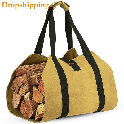 【CC】✉  Dropshipping Firewood Storage Canvas Outdoor Camping Wood Log Carrier Match Tote Fireplace Supplies