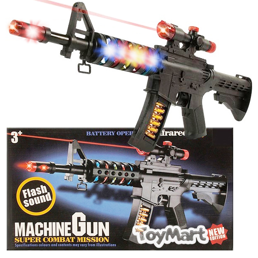Light Up Combat  Toy Machine Rifle Battery Operated with Military Sound 23" Long 