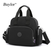 Buylor Womens Shoulder Bag Nylon Backpack Female Luxury Handbags Multifunctional Crossbody Bag with Hidden USB Charging