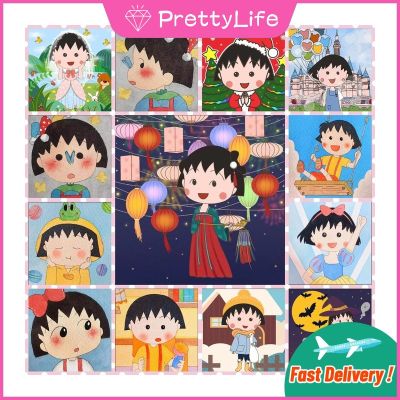 Chibi Maruko-Chan 5D DIY,ภาพวาดเพชรน่ารักเหมาะสำหรับเด็กและเพื่อนเป็นของขวัญตกแต่งบ้าน30x3 0ซม./40x4 0ซม./50x50cm