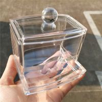 Fashion Cotton Swabs Storage Holder Box Portable Transparent Makeup Cotton Pad Cosmetic Container Crystal Jewelry Organizer Case Travel Size Bottles C