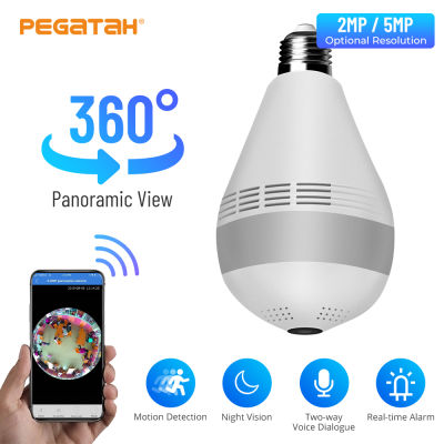 PEGATAH 35MP WIFI Panorama Camera 360 LED Light Wireless Panoramic Home Security CC Video WiFi Fisheye Bulb Lamp IP Camera