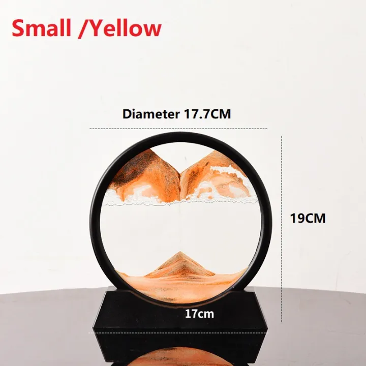 Moving Sand Art Picture Round Glass 3d Natural Landscape Flowing Frame