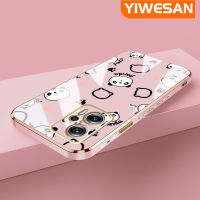 "YIWESAN เคสสำหรับ Xiaomi MI Poco X4 GT Redmi K50i Redmi Note 11T Pro Plus เคสลายการ์ตูนน่ารักแพนด้าข้าวปั้นใหม่กรอบกรอบสี่เหลี่ยมชุบซิลิก้าเจลนิ่มกันกระแทกเคสมือถือรวมทั้งหมดเลนส์กล้องถ่ายรูปฝาครอบป้องกัน"