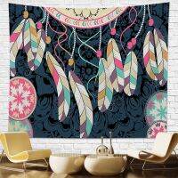 Tapestry Aesthetic Pink feather shop Monternet feather combination printed Background Decoration Hanging Cloth