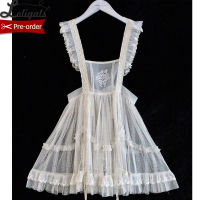 Kitten &amp; Flowers ~ Sweet Embroidered Mesh Apron Dress Sheer Cover-up by Alice Girl ~ Pre-order