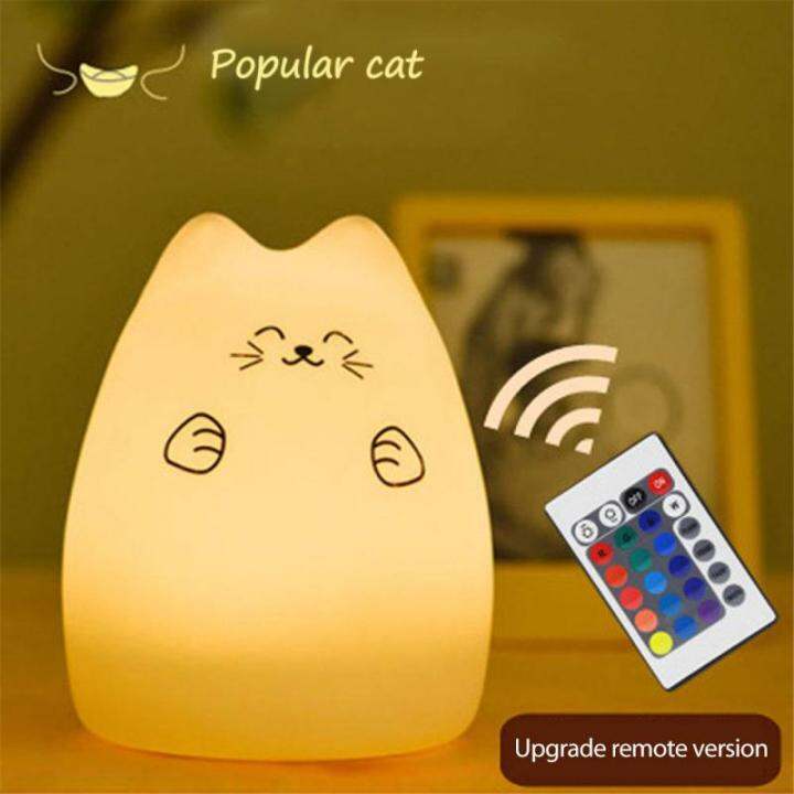 cute-cat-led-night-light-abs-silicone-touch-sensor-remote-control-desktop-decor-bedroom-ornaments-usb-charge-home-accessories