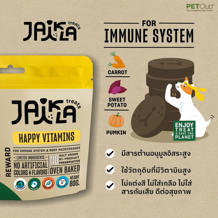 petclub-jaikla-ขนมสุนัขเพื่อสุขภาพ-สูตร-happy-vitamins-วิตามินสูง-เสริมสร้างภูมิคุ้มกัน-80g