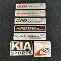 1PCS อลูมิเนียมสติกเกอร์รถสำหรับ Kia Turo Hybrid Sport GDI Motors Badge Tail Decal สำหรับ Morning Soluto K2 K3 K5 Sonet Seltos Sorento Carnival Rio Soul Carens Optima Forte Pregio Cerato Sportage KX3