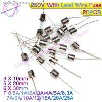 ∈♨✌ 20PCS 3x10 6x30 5x20mm Axial Glass Fuse Fast Blow 250V With Lead Wire F 1A/2A/3A/3.15A/4A/5A/6.3A/8A/10A/12A/15A The fuse tube