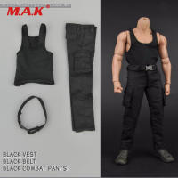 16 Male Soldier Clothes Set Black Vest &amp; Combat Pants Trousers for 12 inches Tough Guy Action Figure Body