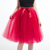 5 Layer 65cm Knee Length Tulle Skirt Elegant Pleated Tutu Skirts Womens Vintage Lolita ticoat faldas mujer Saia Jupe