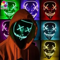 TaoToy led mask Halloween dress up props Glowing mask masquerade party Cold light grimace mask