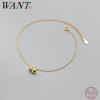 Wantme 925เงินสเตอร์ลิงแฟชั่น Simple Beach Ocean BEAD Link Chain สร้อยข้อเท้าสำหรับผู้หญิง Chic คลาสสิกเครื่องประดับอุปกรณ์เสริม