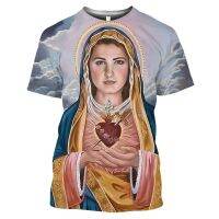 2023 NEWOur Lady Of Guadalupe Virgin Mary The Madonna ศาสนากราฟิกเสื้อยืด Hip Hop ลำลองแขนสั้น O-Neck Unisex T เสื้อ