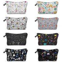 Natural Science Printed Womens Toilet Bag Ladies Toiletry Kit Student Pencil Case Portable SchoolTeacher Cosmetic Storage Bag Pencil Cases Boxes