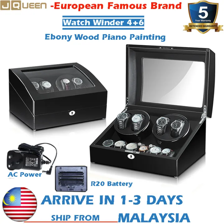 JQUEEN Automatic Watch Winder 4+6 Storage Utral Quite Motor with Lock