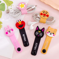 Laser transparent cartoon desktop phone cord winder headset clip charger manager management wire holder silicone seat