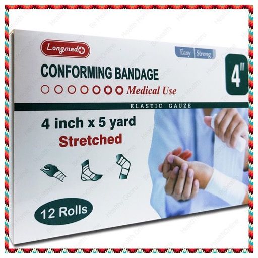 ยกกล่อง-12-ม้วน-gauze-conforming-bandage-4-นิ้ว-ผ้าก๊อซแบบม้วน-ผ้าปิดแผล-ผ้ายืด