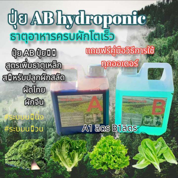 ปุ๋ยไฮโดรโปนิกส์-ปุ๋ยผักสลัด-สำหรับปลูกผัก-hydroponics-ขนาด1000ml-new-สูตรเข้มข้น-ส่งฟรี