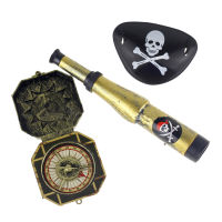 【cw】3Pcs Children Kids Pirate Party Toys Supplier Plastic Pirate Patch with Skull Dress Up Prop Compass Mini escope Halloween