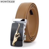 WOWTIGER เข็มขัดหนังวัวสำหรับผู้ชาย,ชาย Ceinture เข็มขัดสีดำหัวเข็มขัดอัตโนมัติหรูหราสายรัดคาดเอวผู้ชาย