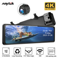 ANYTEK Wifi กล้องติดรถยนต์,กล้องบันทึก Dvr มองหลังรถยนต์มองหลัง Gps 4K 12นิ้ว