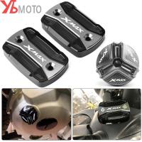 ฝาครอบกระปุกน้ำมันไฮดรอลิกเบรกสำหรับ YAMAHA XMAX 300 250 2017 2018 2019 2020 2021 2022ฝาครอบเครื่องบรรจุน้ำมันอุปกรณ์เสริมสำหรับมอเตอร์ไซค์