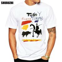 Men Tshirt Toros Y Toreros (Bulls And Bullfighters) งานศิลปะโดย Pablo Picasso T Shirt ปกหนังสือ Classic T Shirt Drop Shipping