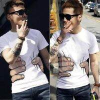 เสื้อยืดแขนสั้นแฟชั่นลายมือแบบ 3D สำหรับผู้ชาย