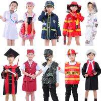 Deluxe Police Fire Employee Man Doctor Graduation Suit Stewardess Chef Judge Cosplay Uniform Kids Coolest Halloween Costume