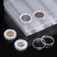 100pcs Small Round Transparent Plastic Coin Capsules Cases Plastic Storage Organizer Box 17/20/25/27/30mm