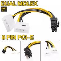 สายแปลง 4 Pin 2 หัวออก 8 Pin PCI-E GPU การ์ดจอ กราฟฟิกการ์ด โมเล็กซ์ อแดปเตอร์ Dual Molex LP4 4 Pin to 8 Pin PCI-E Express Converter Adapter Power Cable Wire ความยาว 16 ซม.