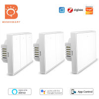 Benexmart US AU Zigbee Wall Light Switch No Neutral With Neutral Tuya Smartthings Alexa Home Voice Control 1 2 3 4 Gangs