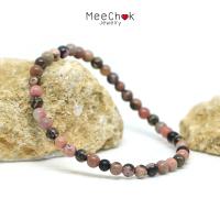 หินโรโดไนท์ ลายดำ Rhodonite 4 มิล หินความรัก สมปรารถนาในความรัก หินมงคล หินสี หินนำโชค กำไลหินมงคล กำไลหิน กำไลข้อมือ หินสีชมพู