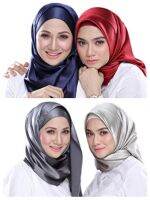 Sedia Sedia 90X90Cm 25 Warna/ซาติน Gaya ผ้าพันคอมุสลิมแท้ทูธผ้าห่มนวม Semua Perlawanan Suซีลีเนียม Dang WJ1005