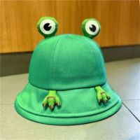 【Ready】? Cute frog hat female spring and summer Korean version all-match fisherman hat Japanese students cartoon sunscreen sun hat pot hat