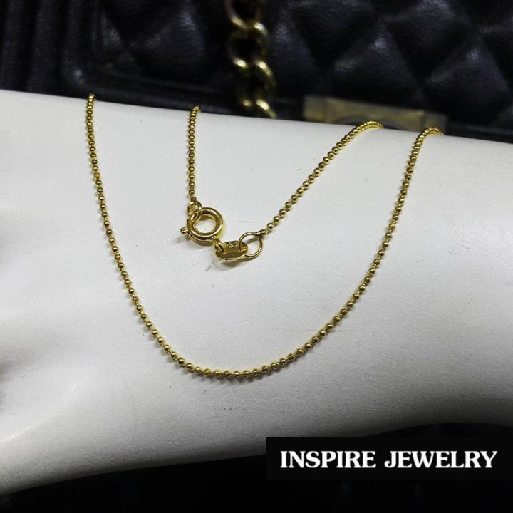 inspire-jewelry-pink-gold-สร้อยคอทอง-18k-ตามภาพ-งานยิงเลเซอร์เข้าตัวเรือน-ยาว-16นิ้ว-ตะขอสปิง-งานแบบร้านทองร้านเพชร-งานดี-ปราณีต-พร้อมถุงกำมะหยี่