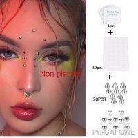 New Arrival Fake Lip Ring Stud Fake Nose Ring Eyebow Ring Dimple Sticker Face Piercing Body Jewelry Stainless Steel 20PCs Ball