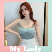 Mylady888  สายเดี่ยวโบว์ใหญ่ น่ารักผ้าเนื้อดีนุ่ม ยืดหยุ่นมากใส่สบาย เที่ยว แฟชั่น แมทกับกางเกงยีนส์ ทำงาน ทับใน ซัมเมอร์ หน้าร้อน Empire-139.045