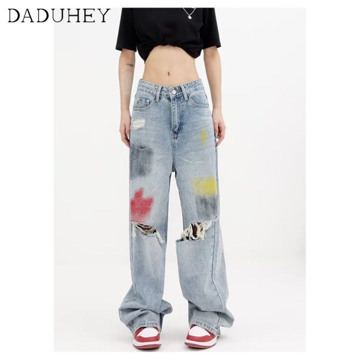 daduhey-womens-american-style-retro-summer-new-jeans-casual-fashion-brand-pants-ripped-loose-straight-pants